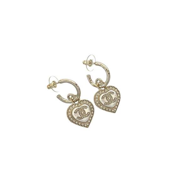 CHANEL Silver Logo Earrings